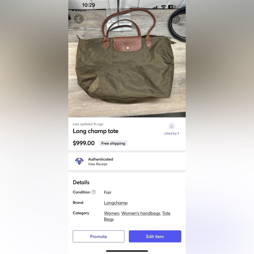 *Longchamp green brown le pilage large tote bag - Picture 14 of 14
